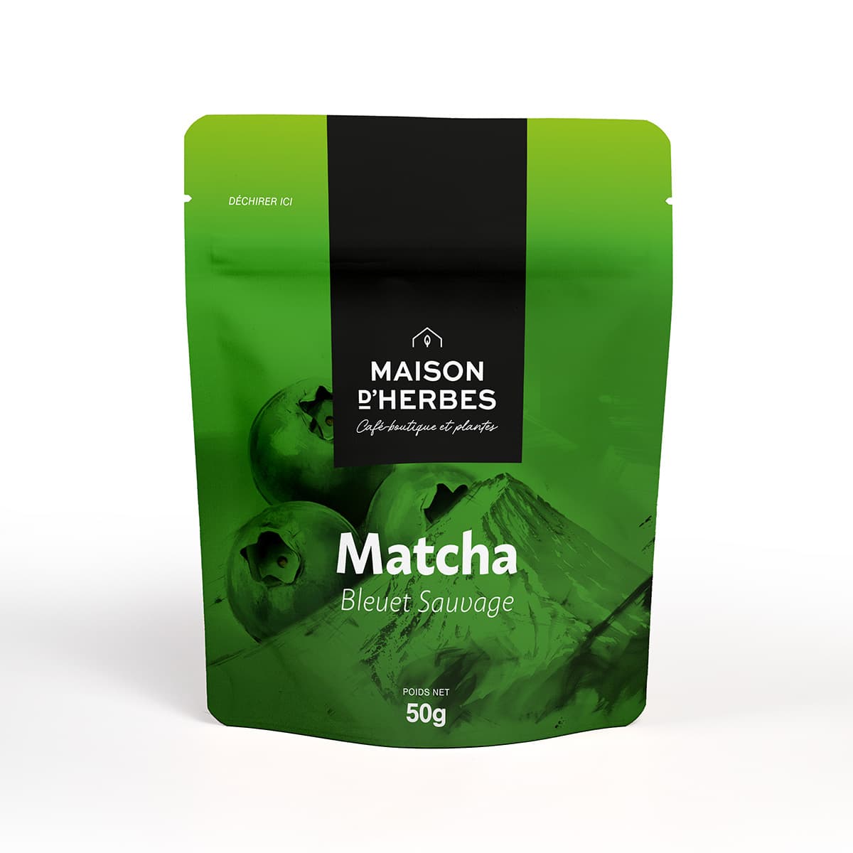 Thé matcha aux bleuets